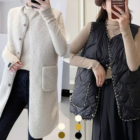 여자 양털롱조끼 경량 패딩조끼 택1 뽀글이 겨울베스트 간절기