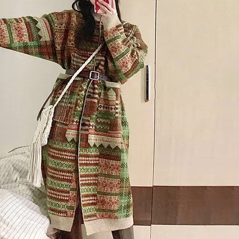 [이쁘다] 오에르 에스닉 롱 가디건