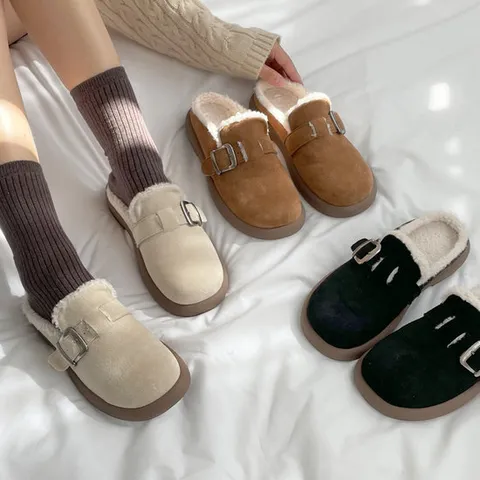 [SOVO] 라스니 털안감 러버솔 털슬리퍼 3cm