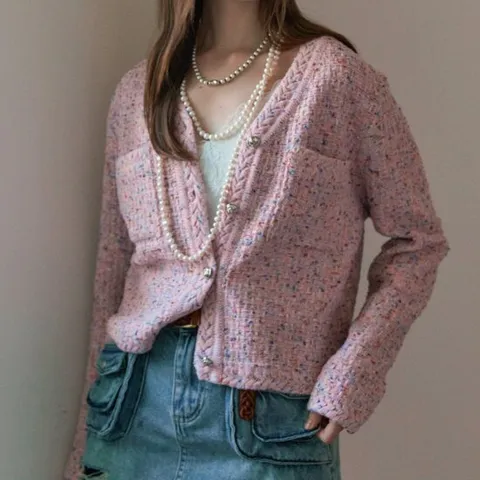 [MAXZA] 레인보우 컬러믹스 트위드 자켓 가디건