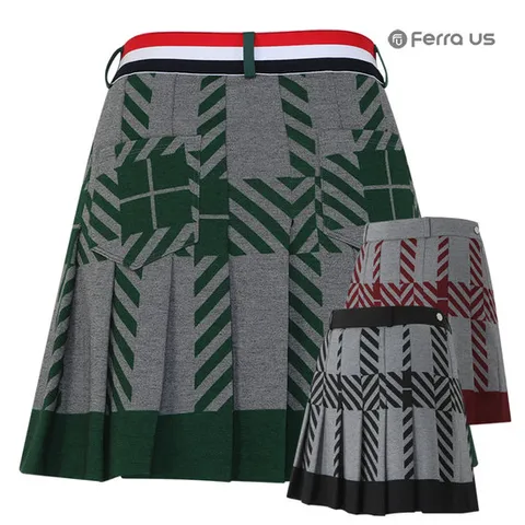 페라어스 여성 사선배색 조각 주름 골프스커트 ASF3BU4240