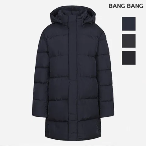 [뱅뱅] 공용 후드탈착 구스다운 중기장 패딩 (NUF820)