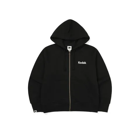 [코닥어패럴] 로고 기모 후드 집업 우먼 BLACK