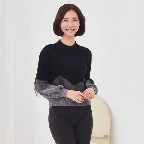 [바네사리찌] 레이스 케이프 배색 블라우스