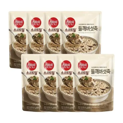 [CJ제일제당] 햇반 소프트밀 들깨버섯죽 420g 8개