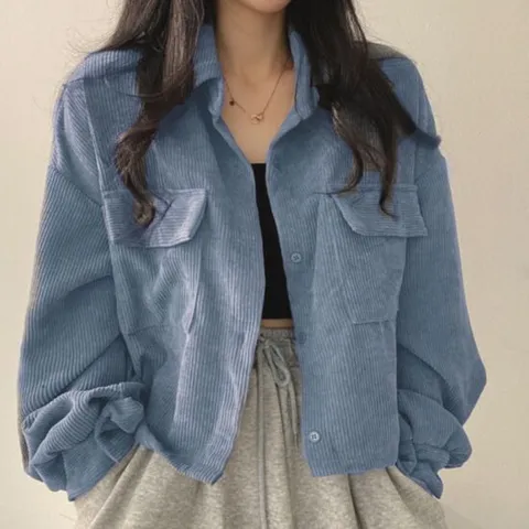 여성 가을 아우터 코듀로이 크롭자켓 골덴크롭남방
