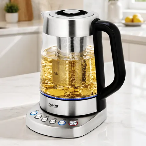 키친아트 렉스 티메이커 1.7L 무선 전기 티포트 유리포트 KP-330
