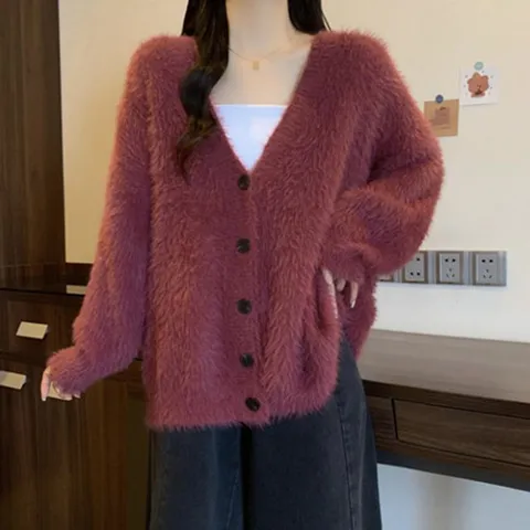 [유니제이] 피오렌 브이넥 밍크 가디건