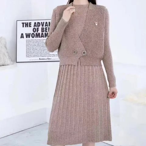 [한정/특가] 조끼 레이어드 니트 원피스_C2311OP195D