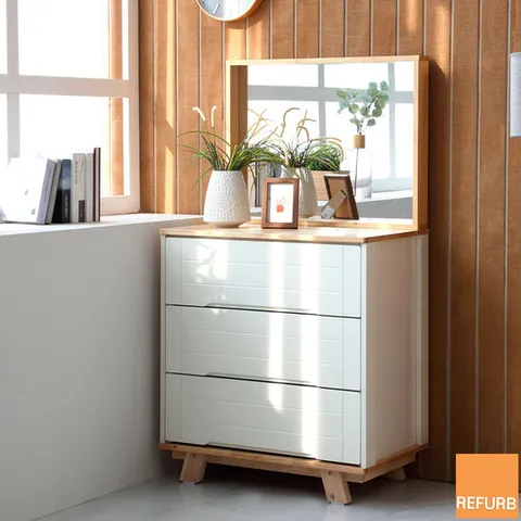 리퍼 아리아 원목 3단 와이드 서랍장 1200 수납장 화이트내추럴