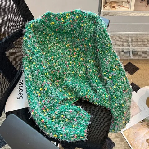 [아리엘스타일]러블리 포인트룩 프린컬러플니트티