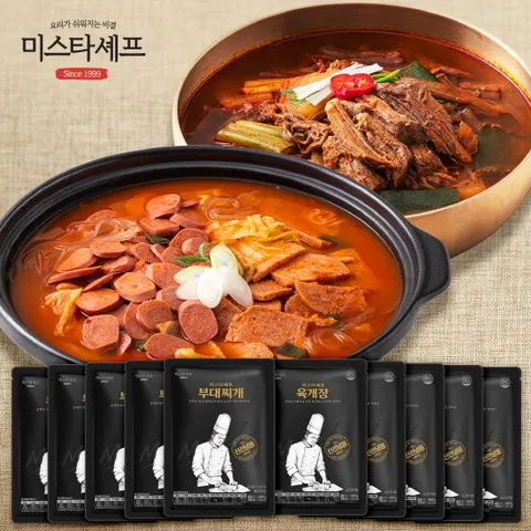 미스타셰프 육개장 600g 5팩+부대찌개 600g 5팩 (총10팩)
