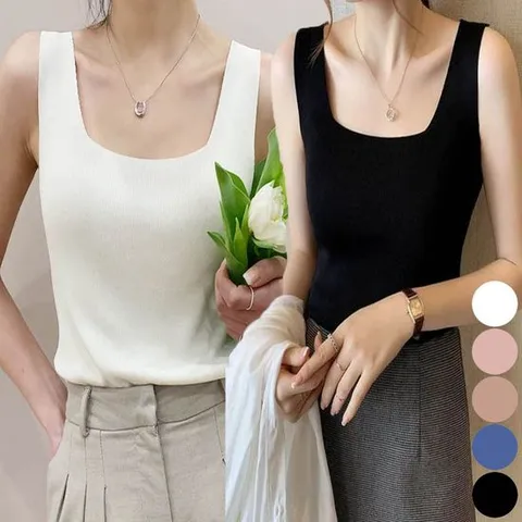 스퀘어넥 넓은 어깨 밴드 민소매 나시 슬리브리스