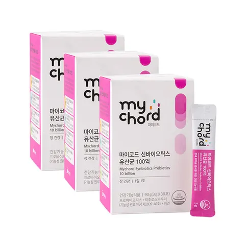 마이코드 신바이오틱스 100억 CFU 유산균 보장 3g 30포 x 3박스