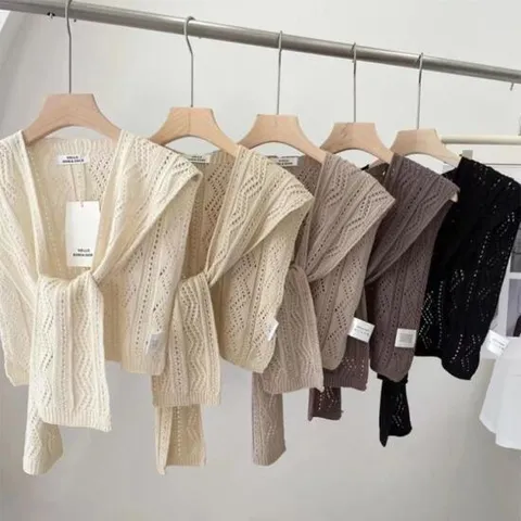 페이크 니트 어깨숄가디건 케이프