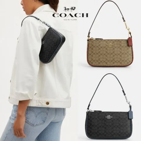 코치 CE698 OS 여자 컬러블럭 시그니처 노리타 19 토트 숄더백