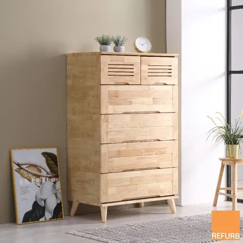 리퍼 오리온 고무나무 원목 5단 서랍장 800 수납장 내추럴 월넛