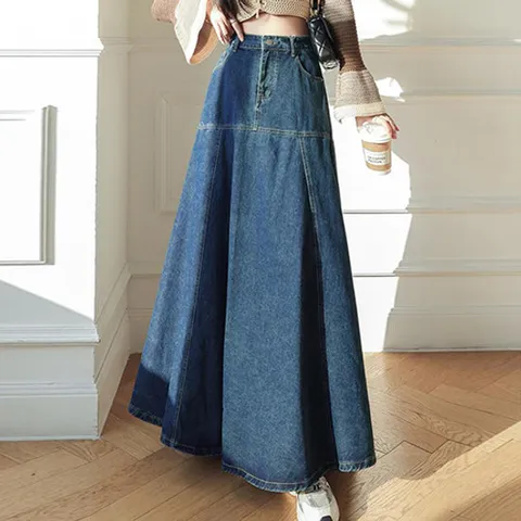 [유니제이] 티볼 A라인 롱 데님 스커트