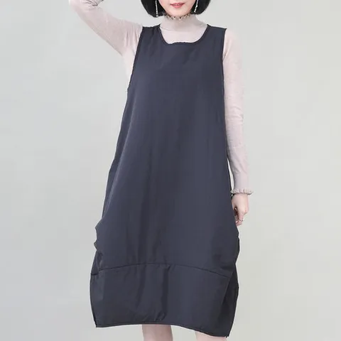 애비뉴투지 엄마옷 솜누빔 패딩 겨울 옆셔링 조끼 원피스 K12346