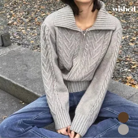 카라넥 투웨이 집업 꽈배기 니트 가디건 (WIACCD021)