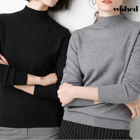 슬림 베이직 하프 폴라넥 골지 니트(WIACNT051)