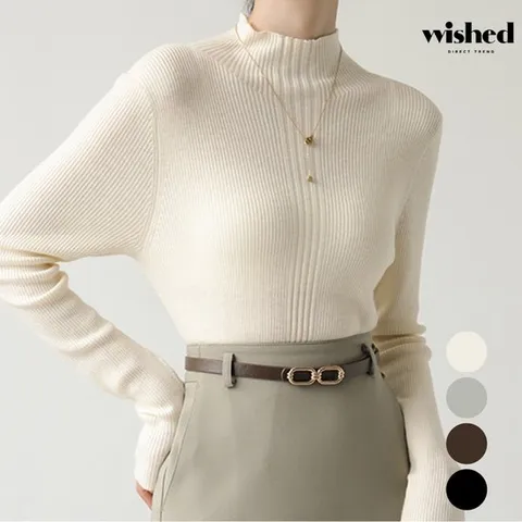 페미닌 심플 라인 반 폴라 심플 니트(WIACNT052)