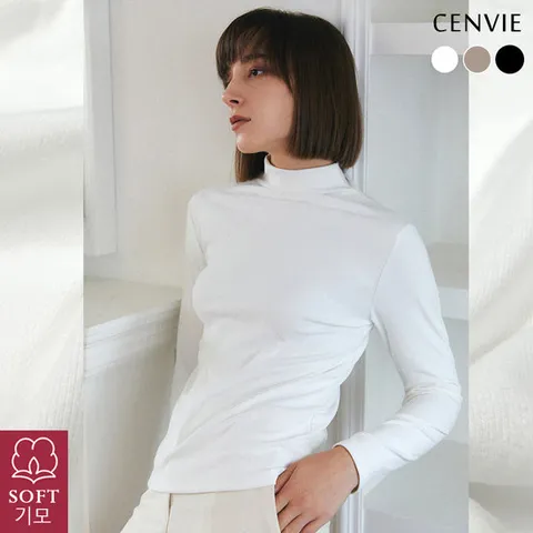 센비 [2종세트] 에어벨벳 피치기모 반목폴라 티셔츠