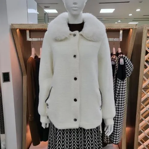 해리앤 DP01 퍼 카라 날개사 니트 자켓 HOWP1D19