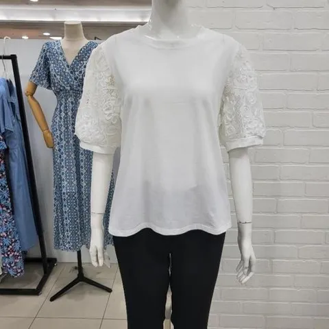 해리앤 DP01 레이스 퍼프 소매 티셔츠 HOSP7808