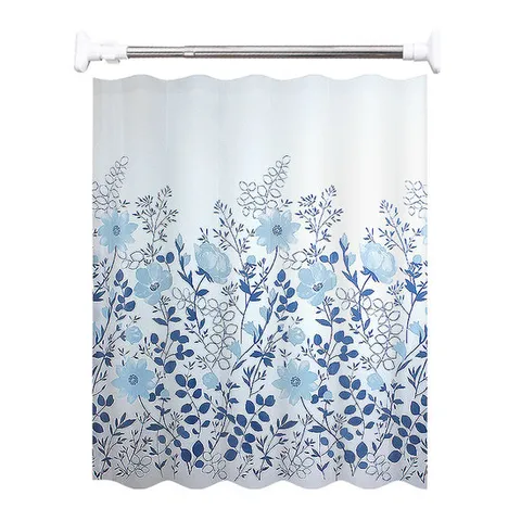 잉크플로르 욕실 방수 PEVA 샤워 가림막 커튼 봉 세트