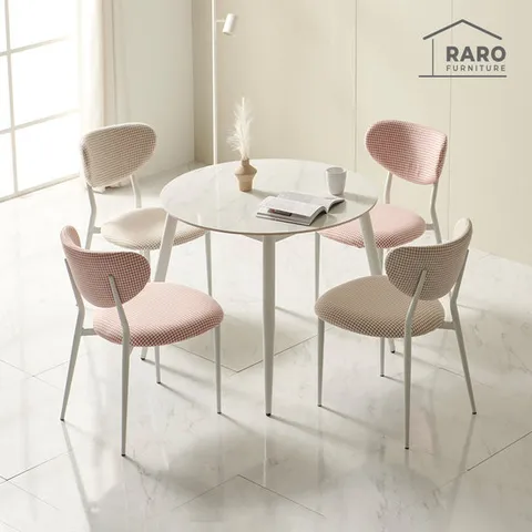 라로퍼니처 비오뜨 900 유광 원형 포세린 세라믹 식탁 세트 (식탁+의자4)