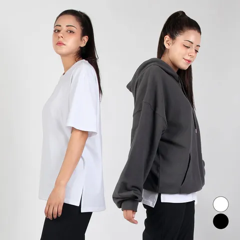 머스트 레이어드 티셔츠 오버핏 반팔 박스티 무지 20수 면 흰티