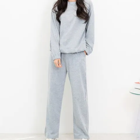 여자 베이직 맨투맨 와이드 일자 상하 트레이닝 세트