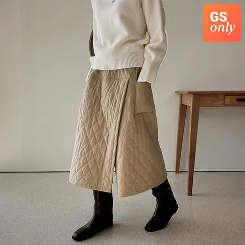 [GS단독-어반프랑] 헨지 퀼팅 패딩 랩 와이드 롱치마바지
