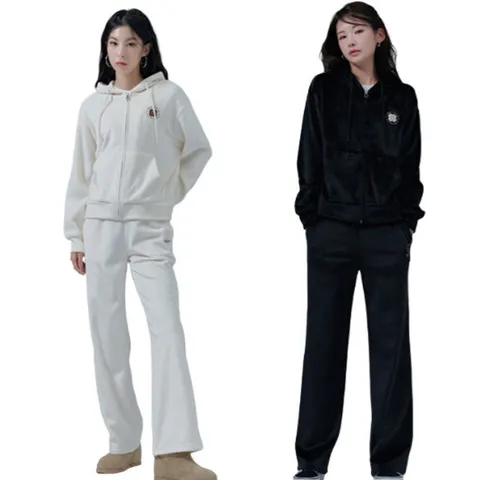 [체이스컬트] 여성 플라워 기모 골지 후드집업 2컬러