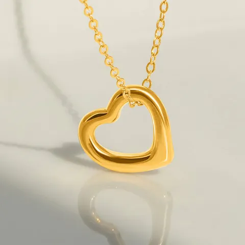 [한국금다이아몬드] 순금 펜던트 24K 금 할로우 라인 하트 링