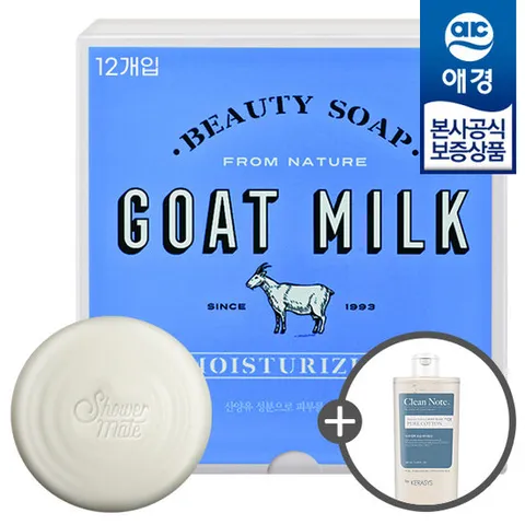 [애경]샤워메이트 산양유 비누 90g 12개입 x1개+워시180ML증정