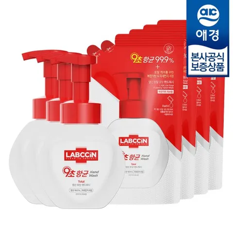 [애경]랩신 포밍 핸드워시 용기 250ml x3개 + 리필 200ml x4개