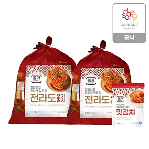 종가 전라도식 포기김치 10.4kg+맛김치 400g