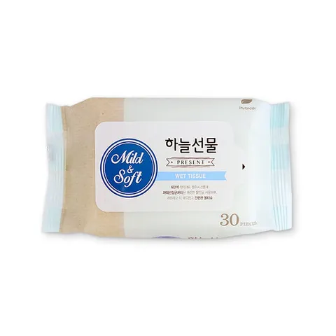 하늘선물물티슈(30매 리필) 휴대용 소형 파우치형 아기 유아 판