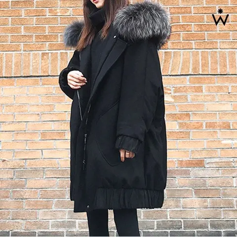 퍼 후드 포인트 베이직 롱 패딩 점퍼 (WIADJP061)