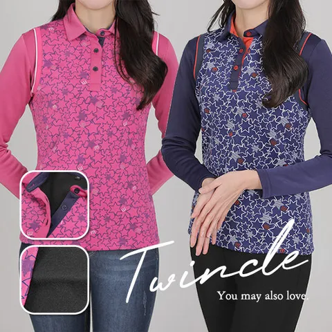 [200장 특가] 트윙클 여성 기모 카라 긴팔 티셔츠(W4WT22)