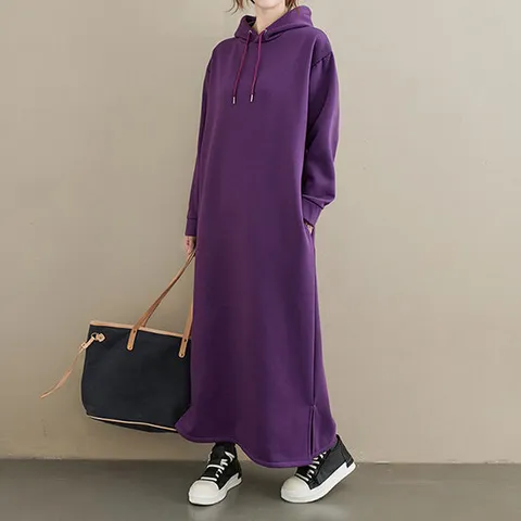 워드 후드 기모 롱 원피스_RC4OP022