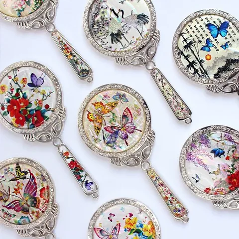 [박씨상방] 나전칠기 금속 손잡이 공주거울K(디자인선택) 외국인