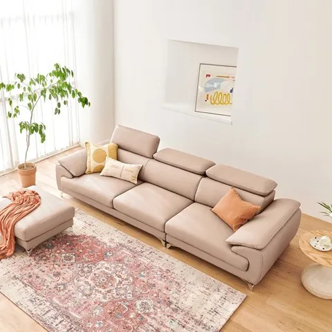 [봄소와_New Year 20%+5만원 혜택 ] 무슬 4인용 천연 슈타크 통가죽 헤드레스트 소파