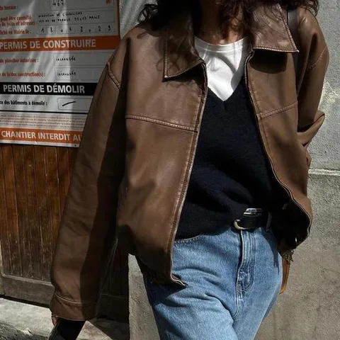 여성 레더 가죽 블루종 숏 자켓 라이더 점퍼