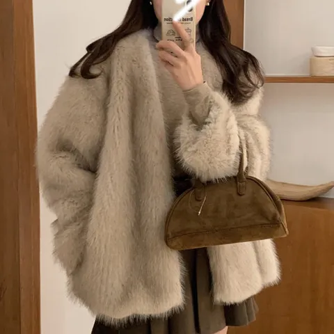 [메건마클]고급스런 겨울 모피 코트
