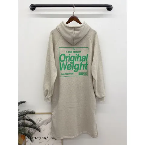 헤이븐 / 휴켄 백레터링 기모 후드 롱 원피스3colo