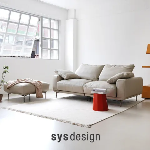 [행사카드 5%][시스디자인] 레이지 3인 천연면피가죽 모듈 소파 + 스툴