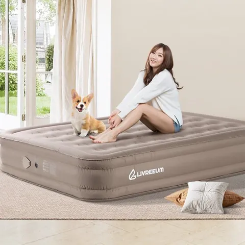 패브릭 에어매트 40cm 더블 캠핑매트 공기침대 베드